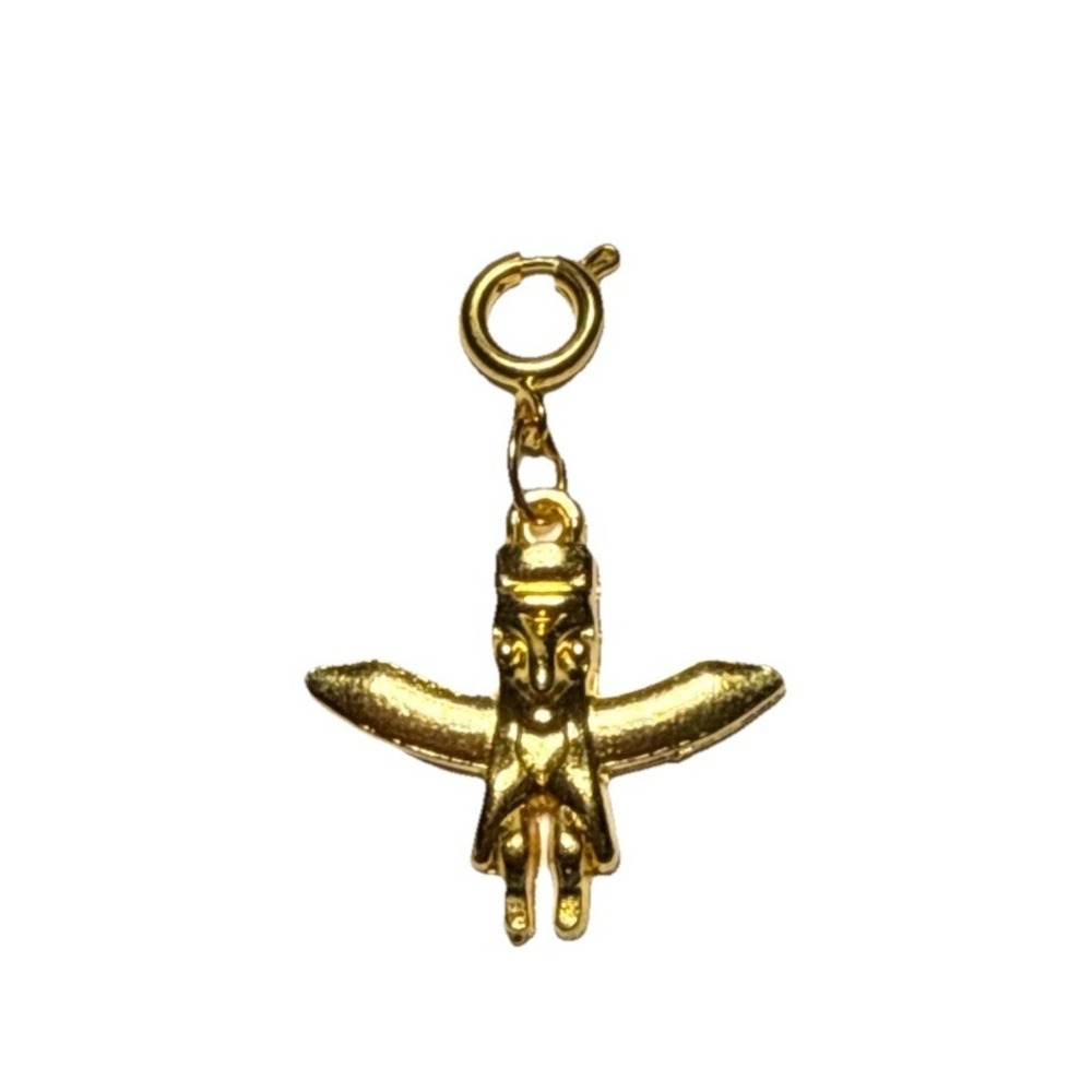 Diamonds Intl Native American Totem Pole Charm Gold Tone Spring Ring J-10D